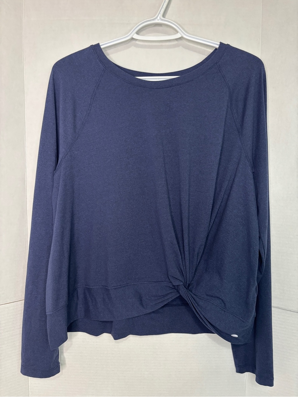 Apana Women’s Navy Long-Sleeve Knot Hem Top Buttery Soft Athleticwear Shirt